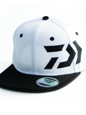 Daiwa Flat Peak Trucker Cap, White and Black