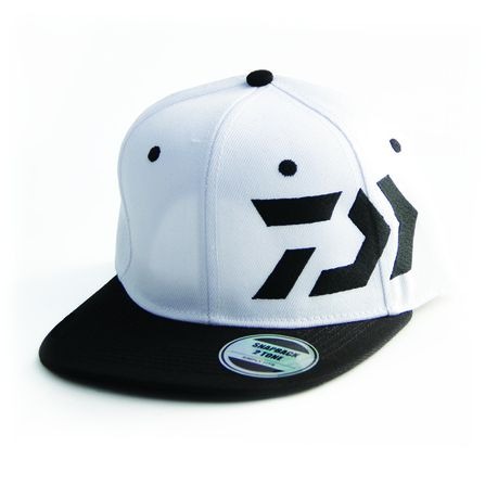 Daiwa Flat Peak Trucker Cap, White and Black